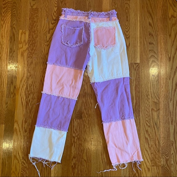 y2k purple and pink patchwork pants/jeans - Picture 2 of 4